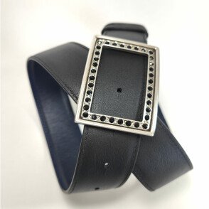 Ceinture reversible femme Noir / Marine